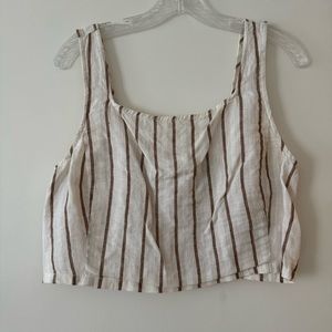 Lou & Grey Linen Crop Top, Size Large